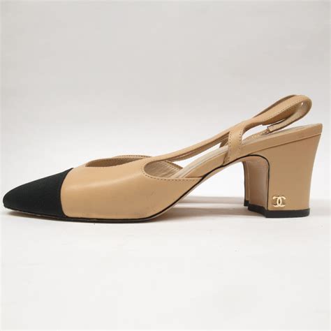 chanel two tone slingbacks shop|Chanel pumps beige and black.